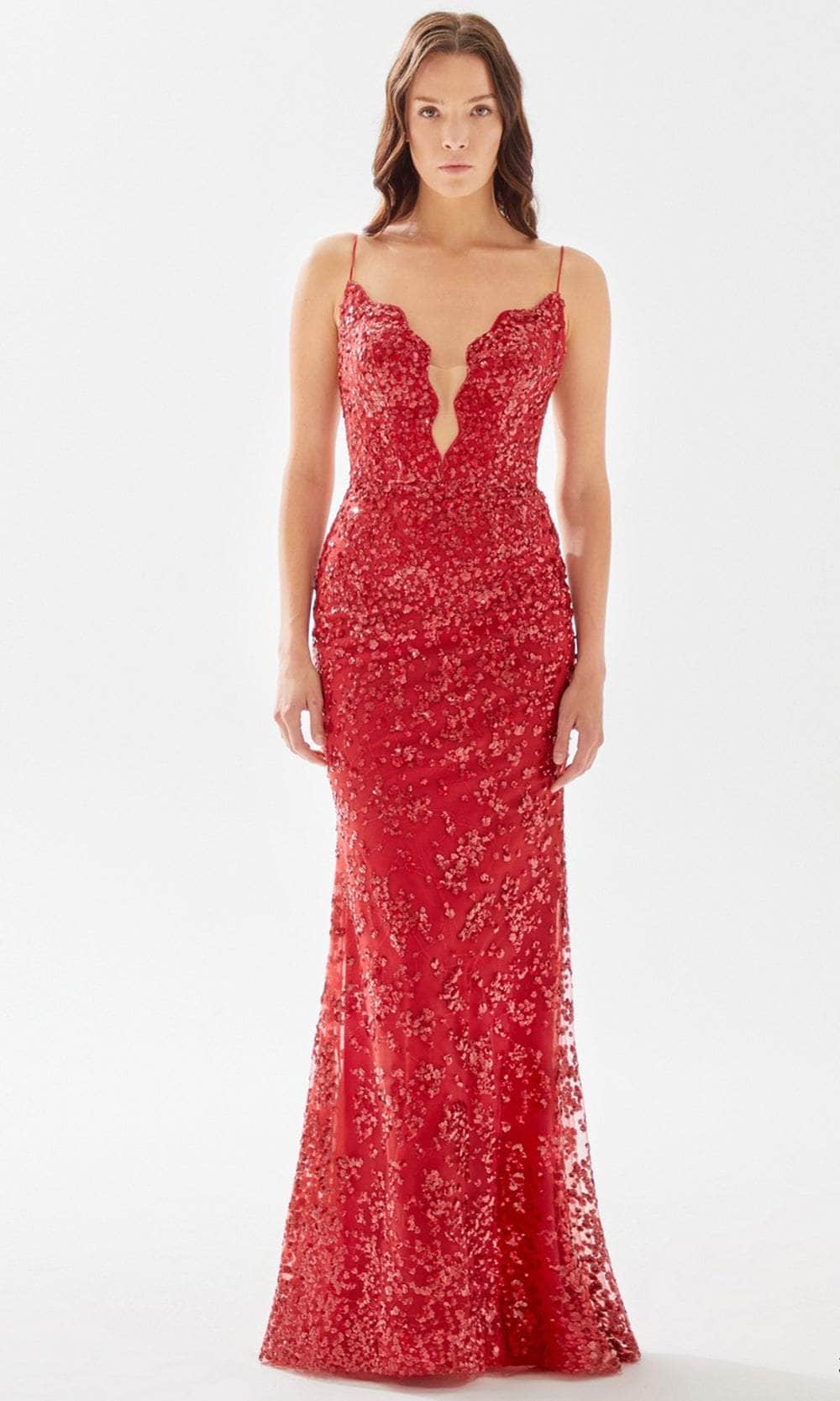 Tarik Ediz 52119 - Embellished Scallop Bod Full Dress Evening Dresses