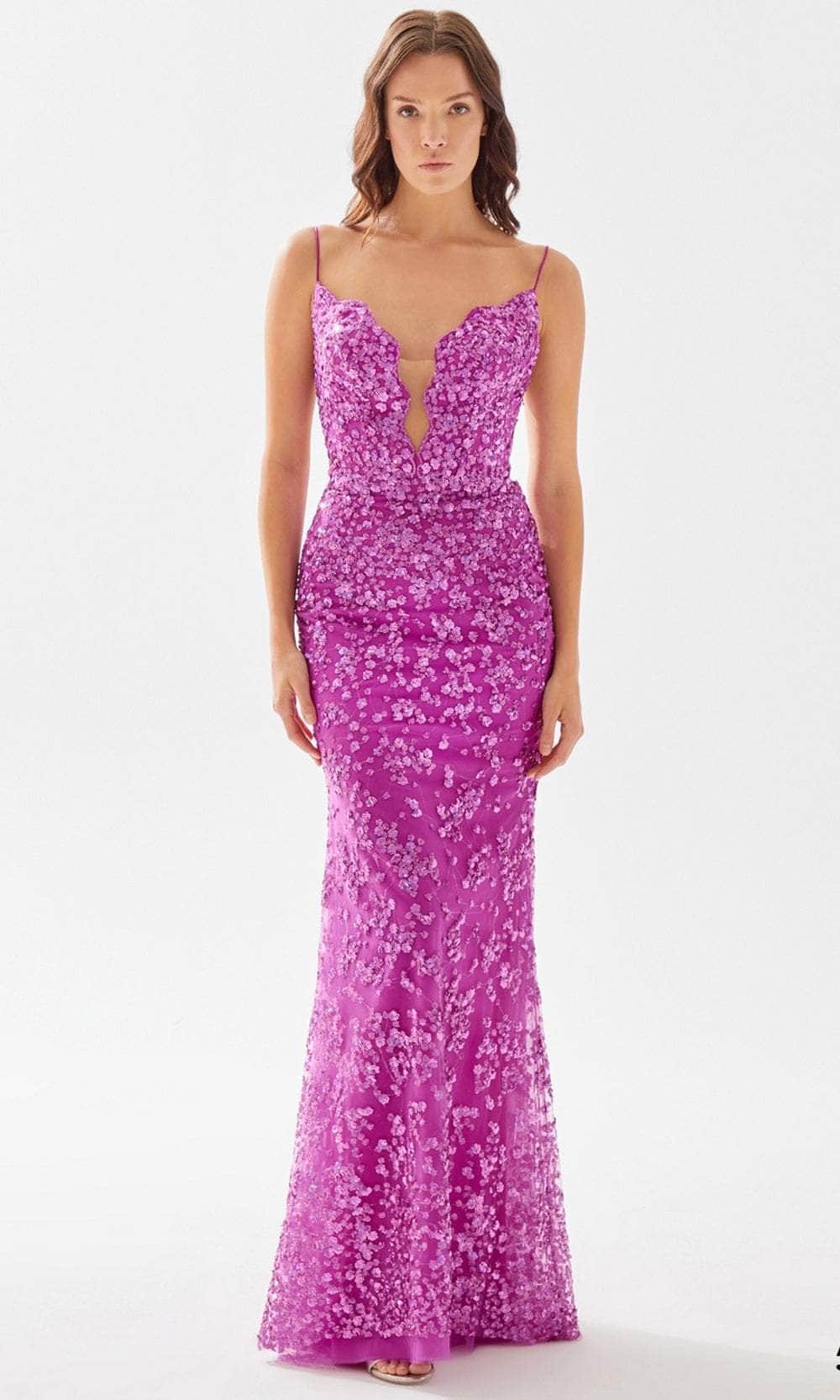 Tarik Ediz 52119 - Embellished Scallop Bod Full Dress Evening Dresses