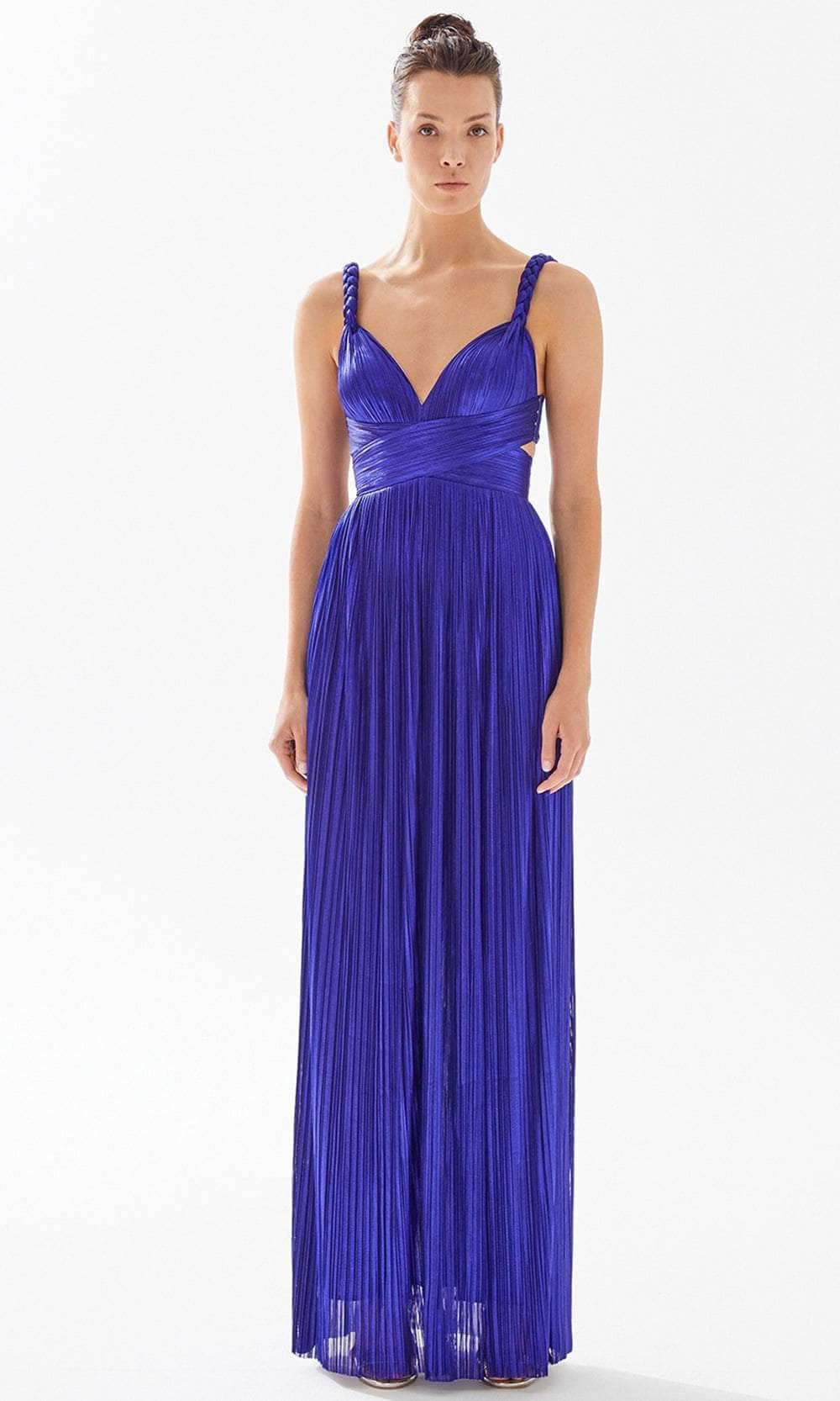 Tarik Ediz 98217 - Braided Strap Ruched Column Dress Prom Dresses 00 / Bijou Blue