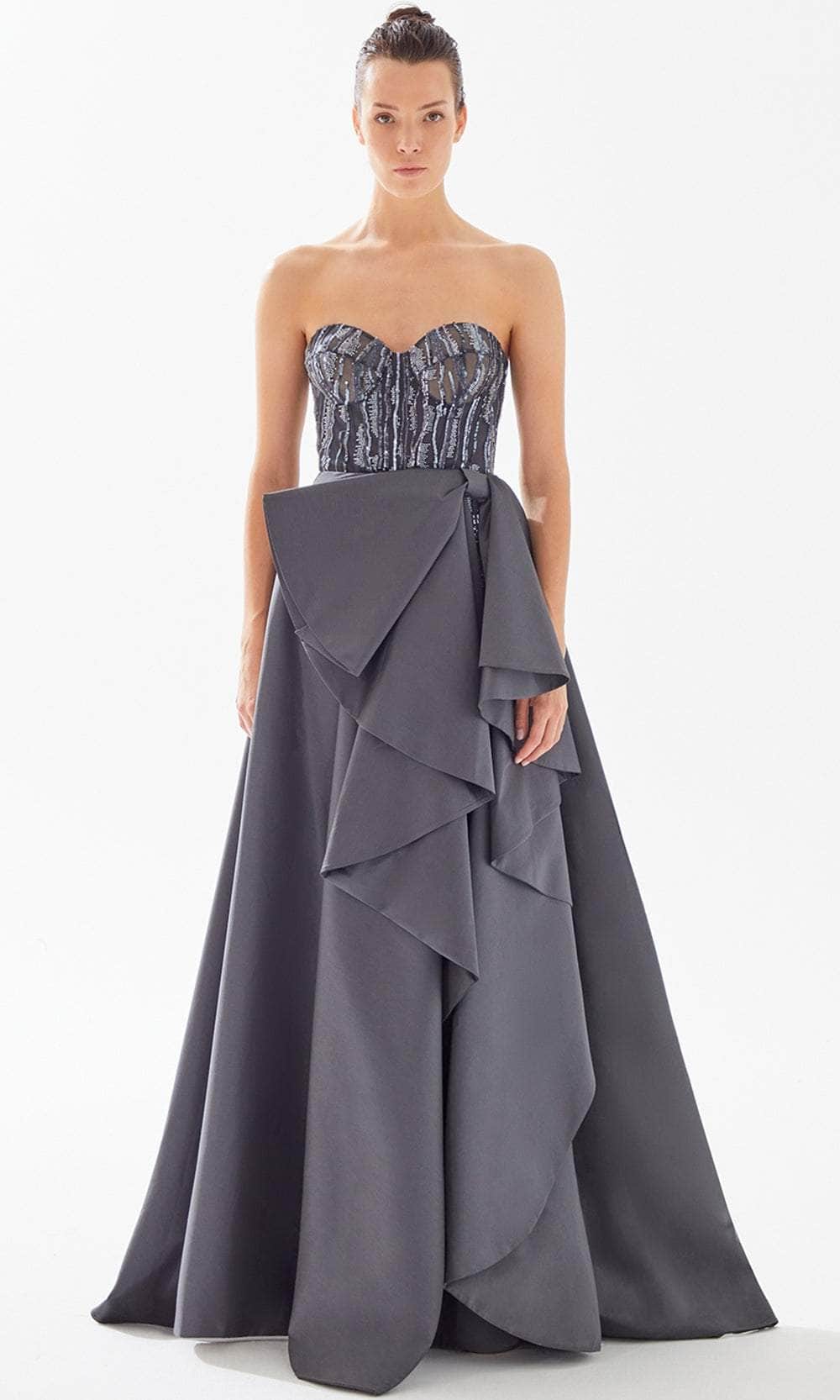Tarik Ediz 98270 - Sweetheart A-line Evening Gown Evening Dresses 00 / Anthracite