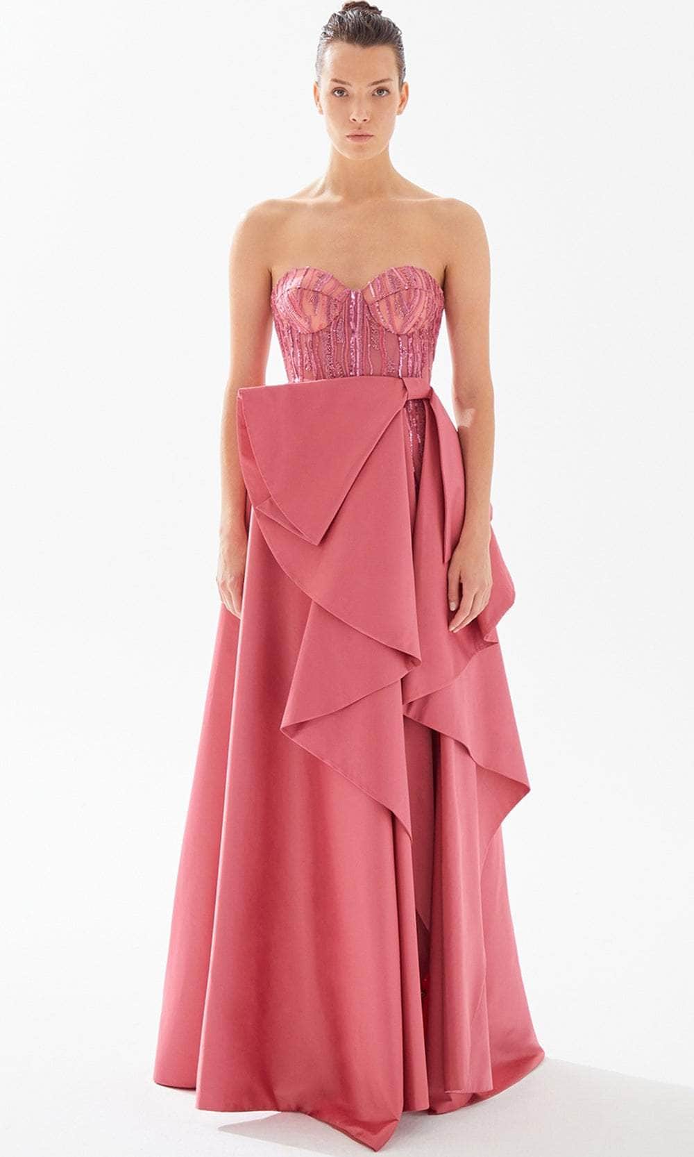 Tarik Ediz 98270 - Sweetheart A-line Evening Gown Evening Dresses 00 / Rose