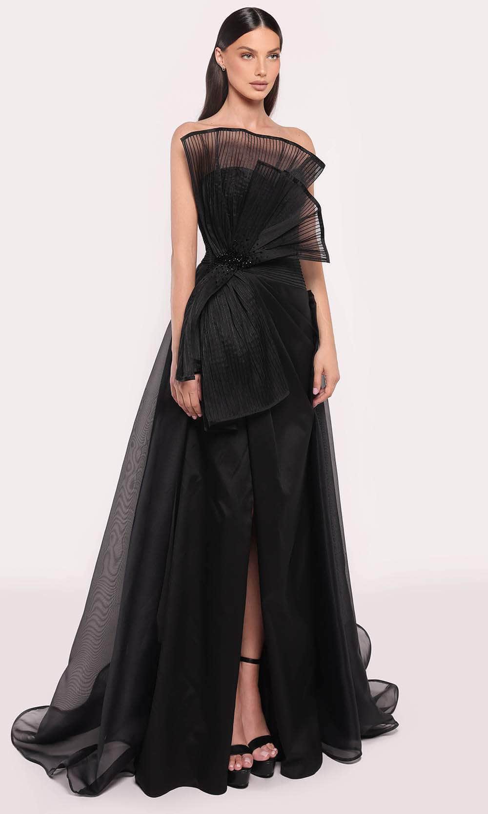 Tarik Ediz 98708 - Strapless Tiered Bodice Gown Prom Dresses 0 /  Black