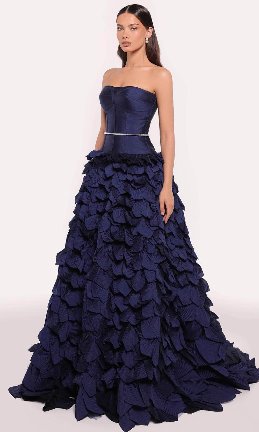 Tarik Ediz 98830 - Strapless Petal Ballgown Ball Gowns 0 /  Navy