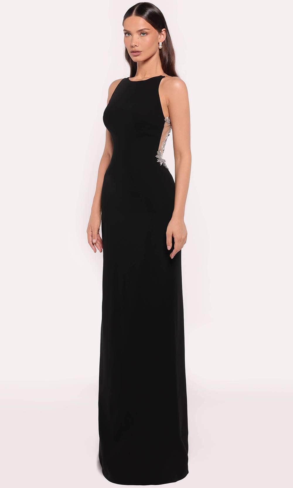 sheer back black dress ABS Black Evening Gown with Sheer Back, Size XS