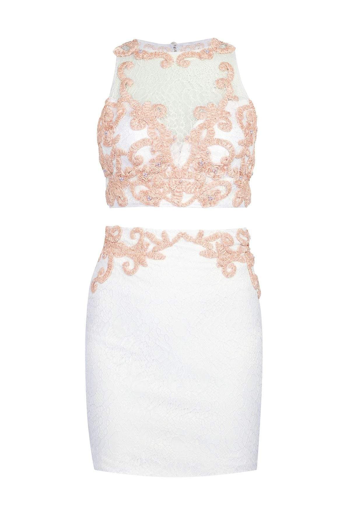 Tarik Ediz - Halter Neck Sheath Dress 90443 Cocktail Dresses 0 / Salmon