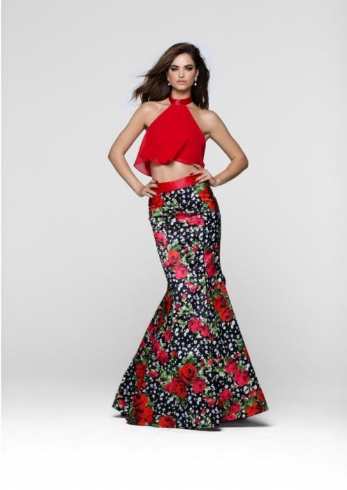 Tarik Ediz - Two Piece Halter Gown 50034 Special Occasion Dress 0 / Orginal