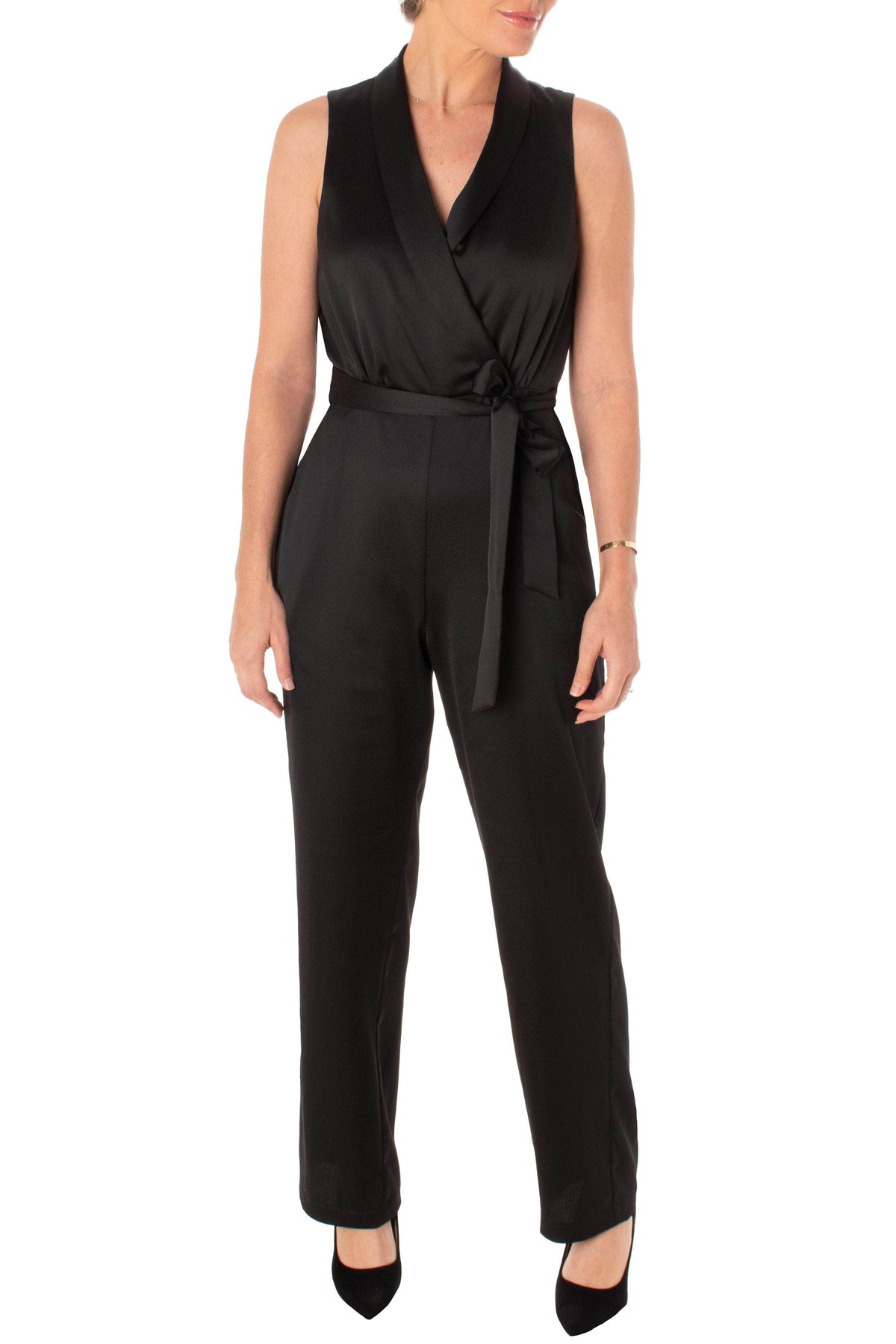 Taylor 3082M - Sleeveless Satin Jumpsuit