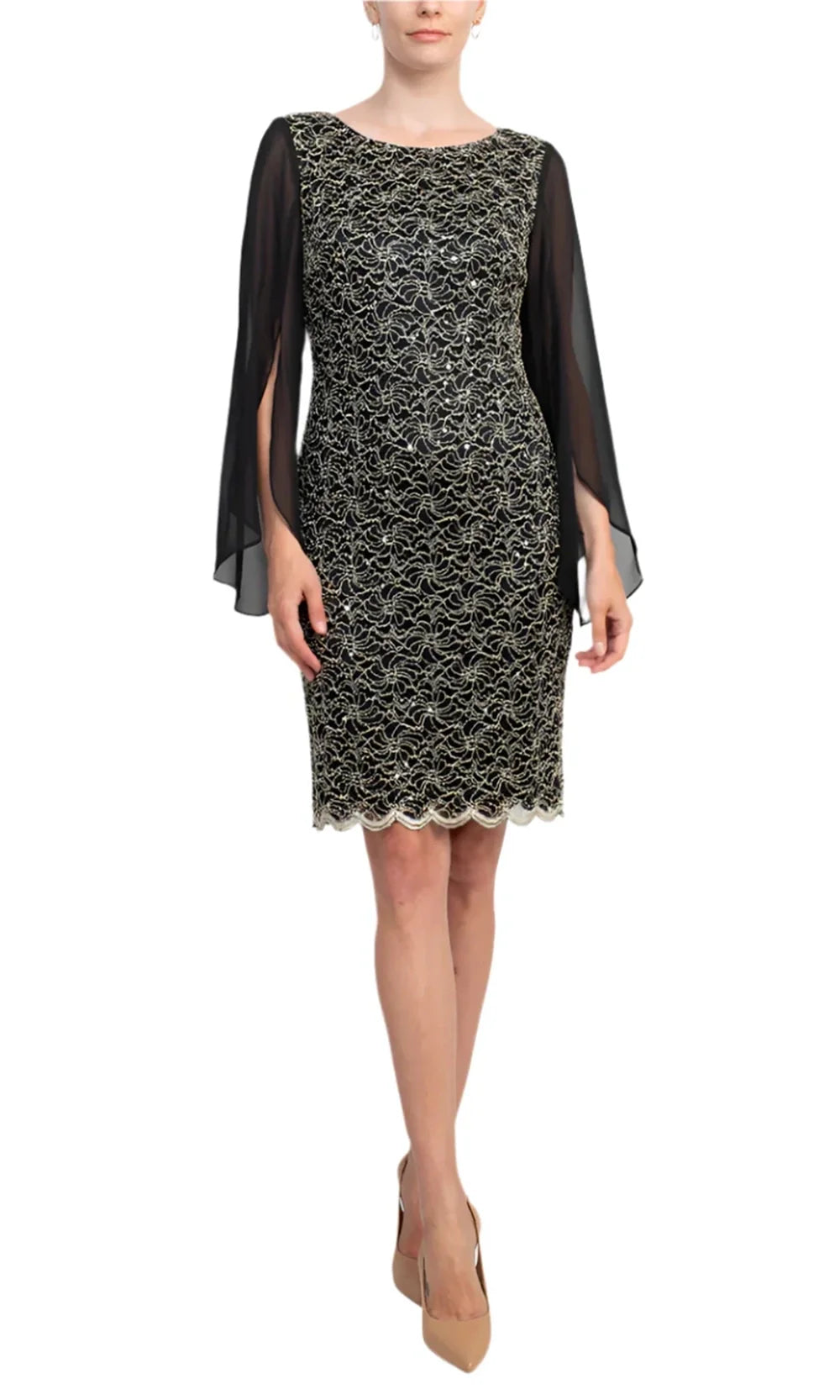 Connected Apparel TCM11590M1 - Sequined Lace Knee-Length Dress Homecoming Dresses