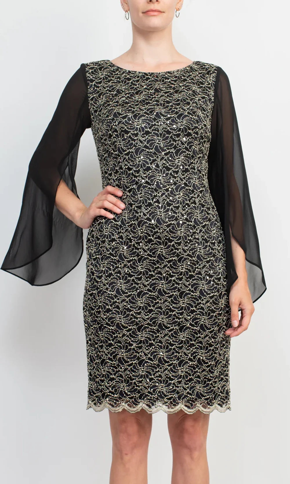 Connected Apparel TCM11590M1 - Sequined Lace Knee-Length Dress Homecoming Dresses