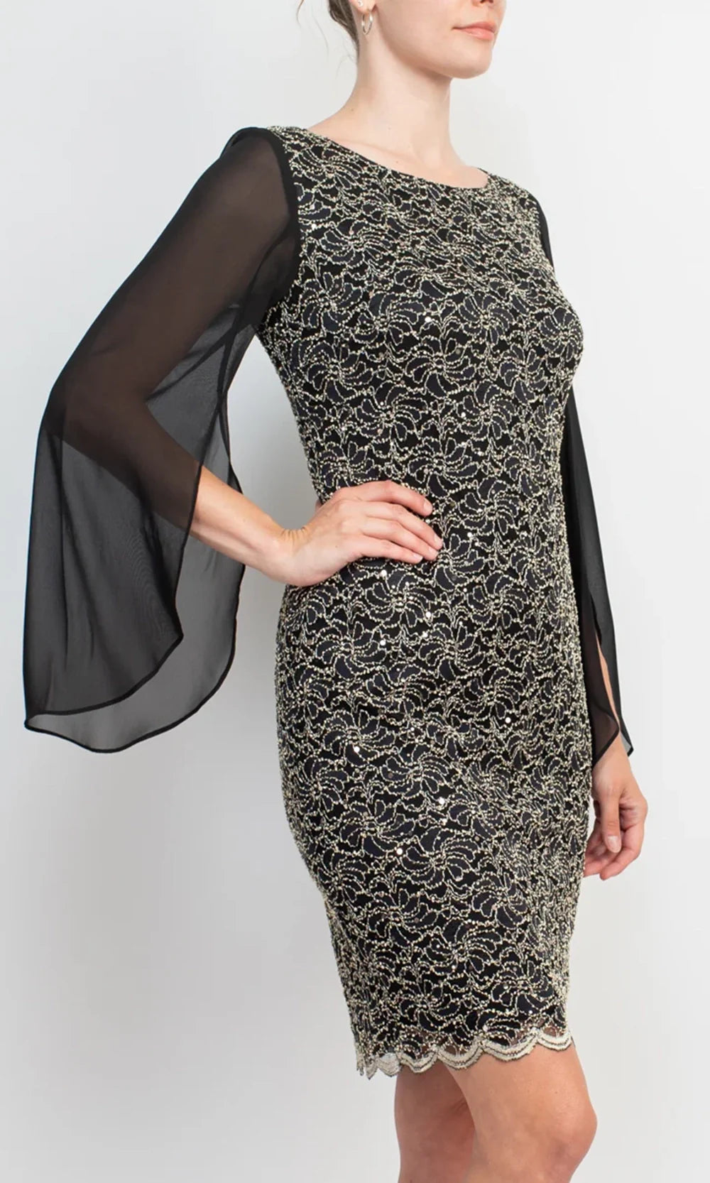Connected Apparel TCM11590M1 - Sequined Lace Knee-Length Dress Homecoming Dresses