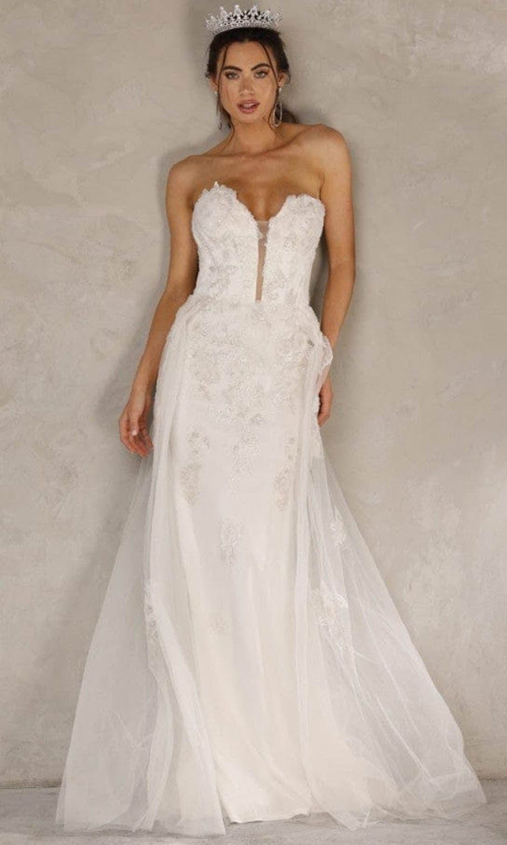 Terani Couture - 2111P4055 Beaded Overskirt Bridal Gown Special Occasion Dress 00 / Ivory