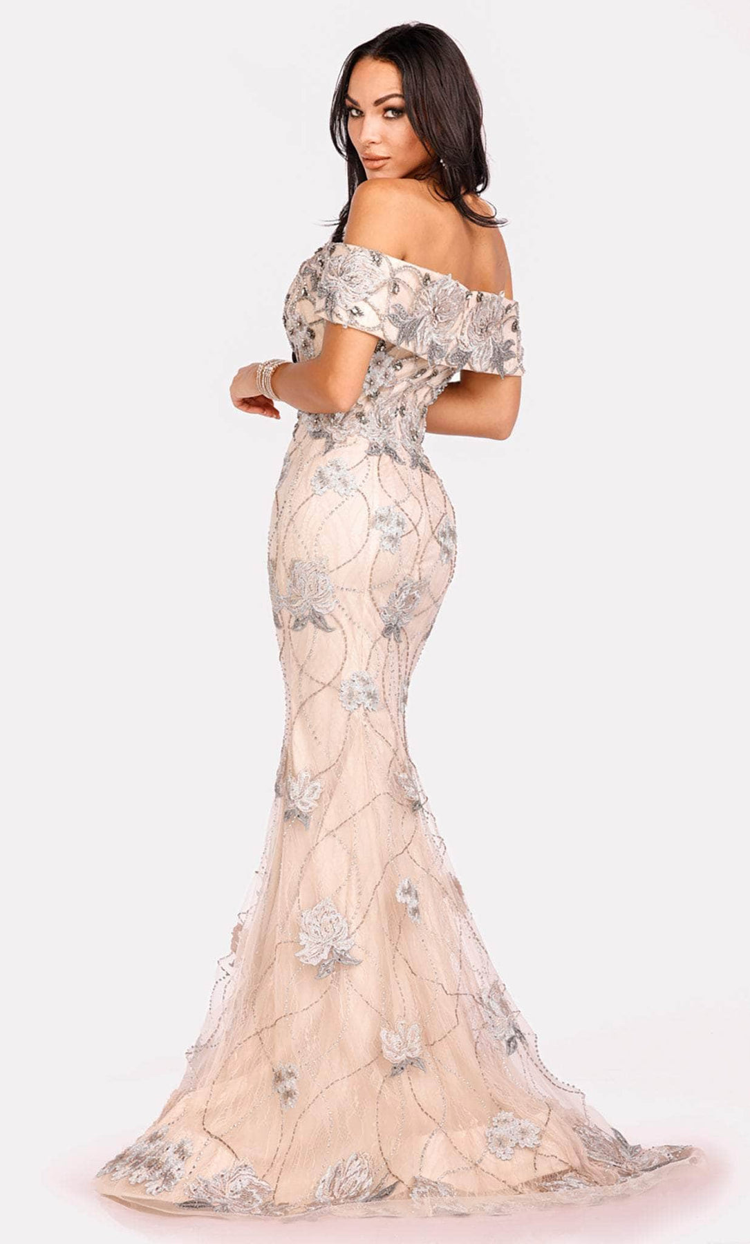 Terani Couture 231GL0416 - Notch Neckline Floral Mermaid Gown Pageant Dresses