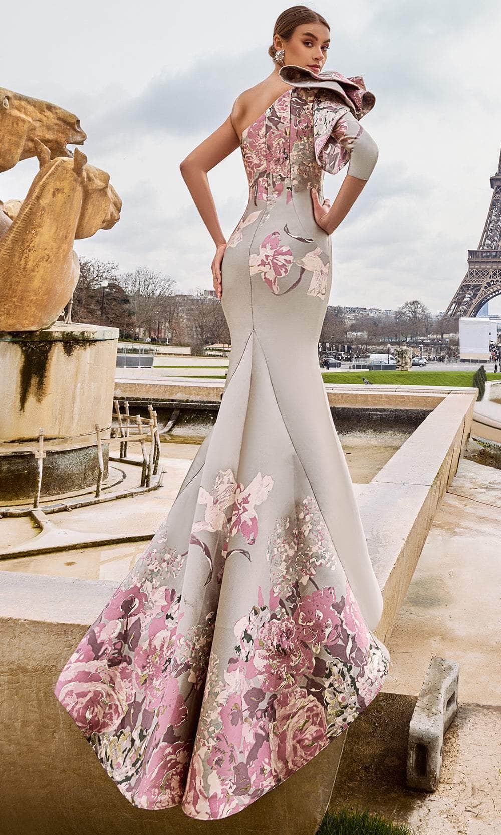 Terani Couture 242E3159 - One-Shoulder Printed Jacquard Prom Gown Prom Dresses