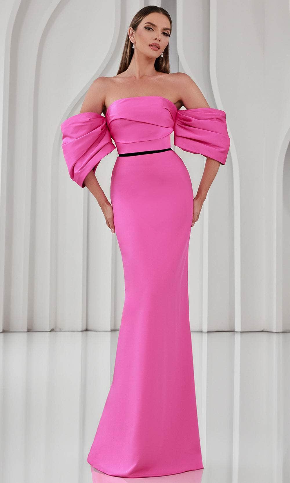 Terani Couture 251E4204 - Back Slit Sheath Evening Gown Mother of the Bride Dresses 00 /  Fuchsia