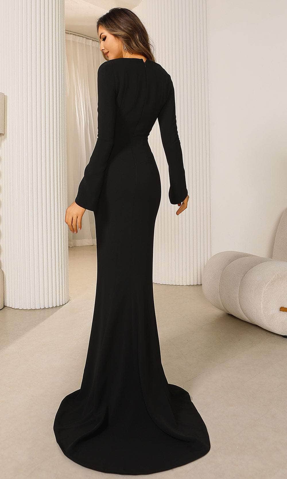 Terani Couture 251E4571 - Front Slit Long Sleeve Evening Gown Mother of the Bride Dresses