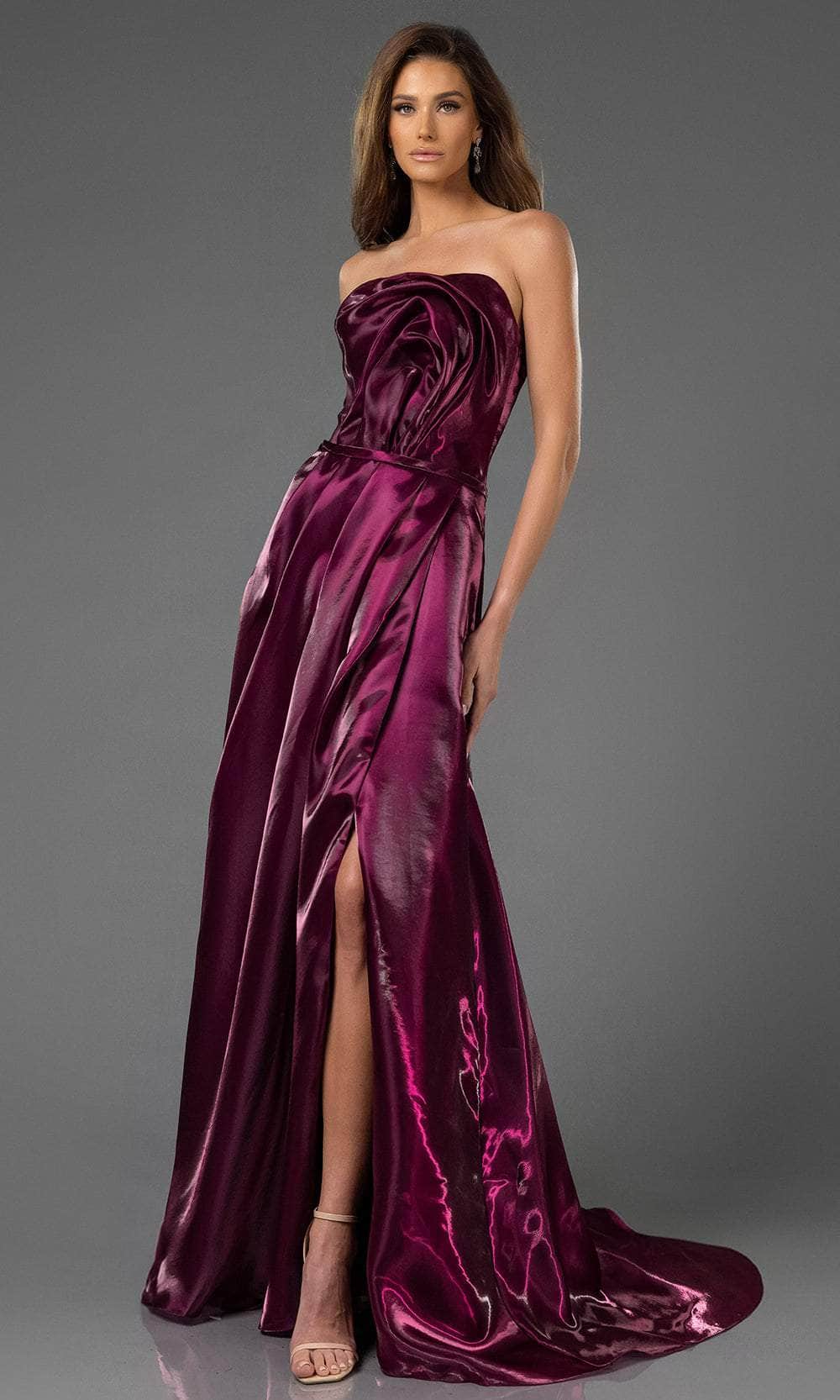 Terani Couture 251E4637 - Pleated Skirt Organza Evening Gown Special Occasion Dress 00 /  Wine
