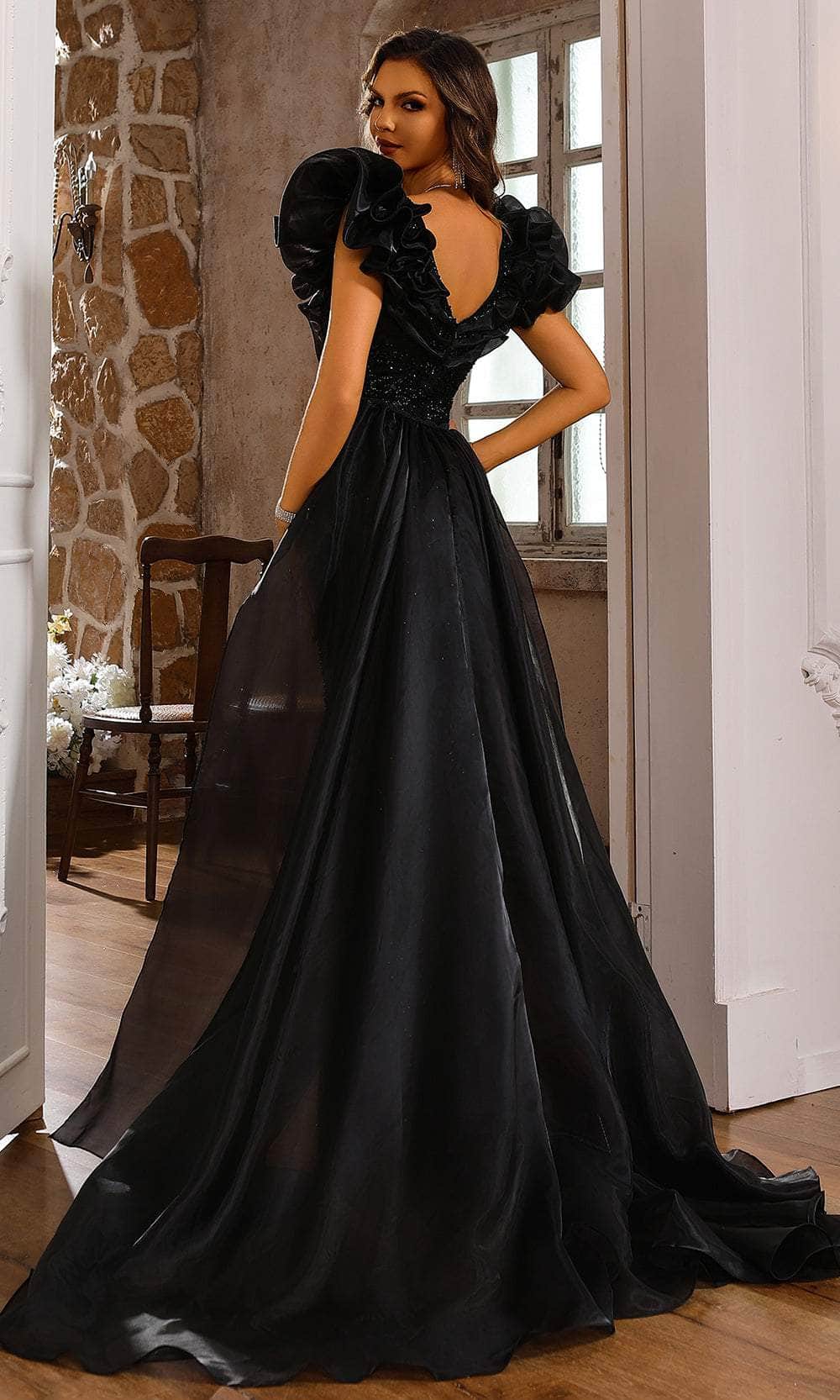Terani Couture 251GL4357 - Bead Encrusted V-Neck Evening Dress Mother of the Bride Dresses