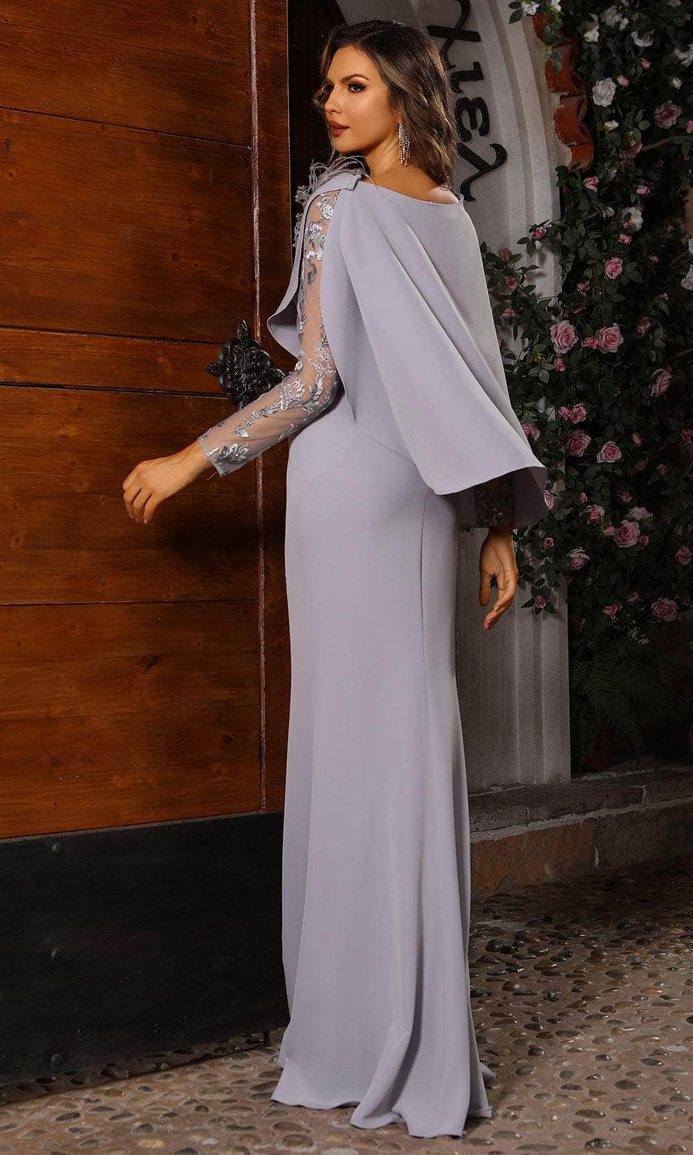 Terani Couture 251M4446 - Asymmetric Feather Accent Evening Gown Mother of the Bride Dresses