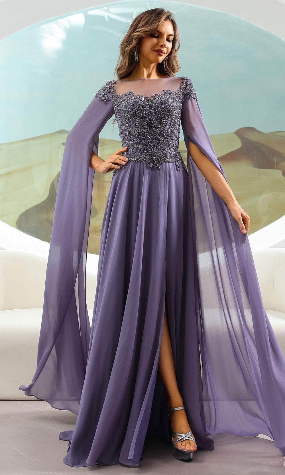 Terani Couture 251M4463 - Cape Sleeve A-Line Evening Gown Mother of the Bride Dresses