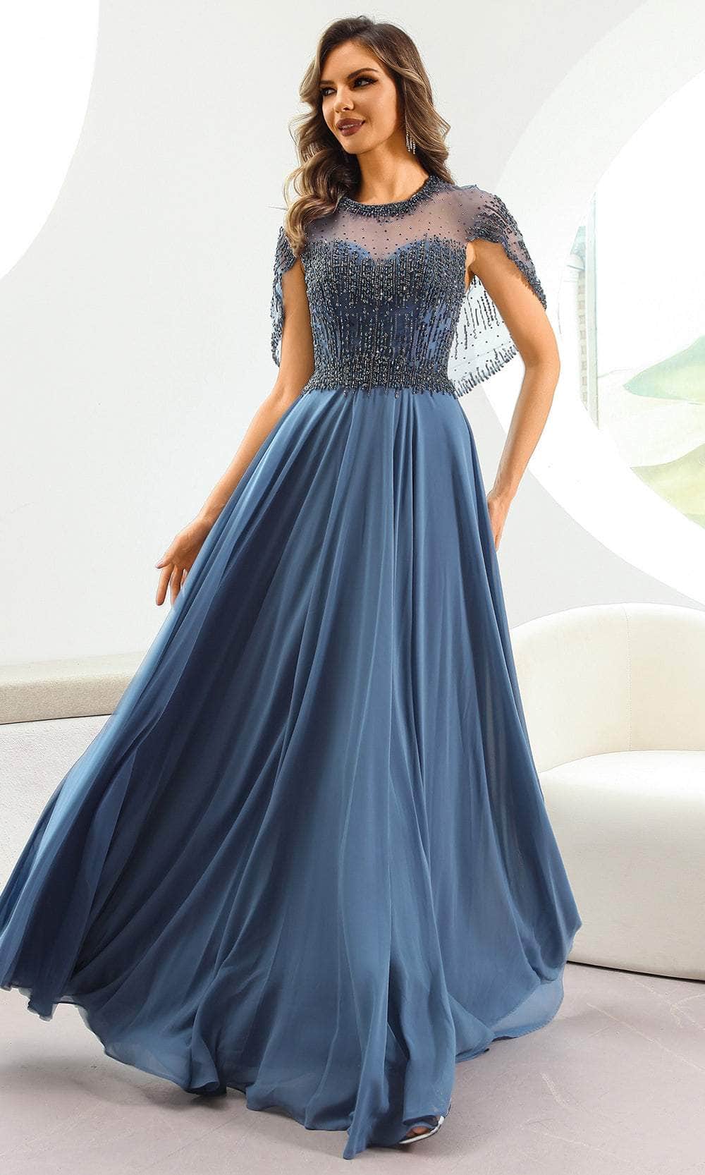 Terani Couture 251M4563 - Chiffon A-Line Evening Dress Mother of the Bride Dresses 00 /  Slate