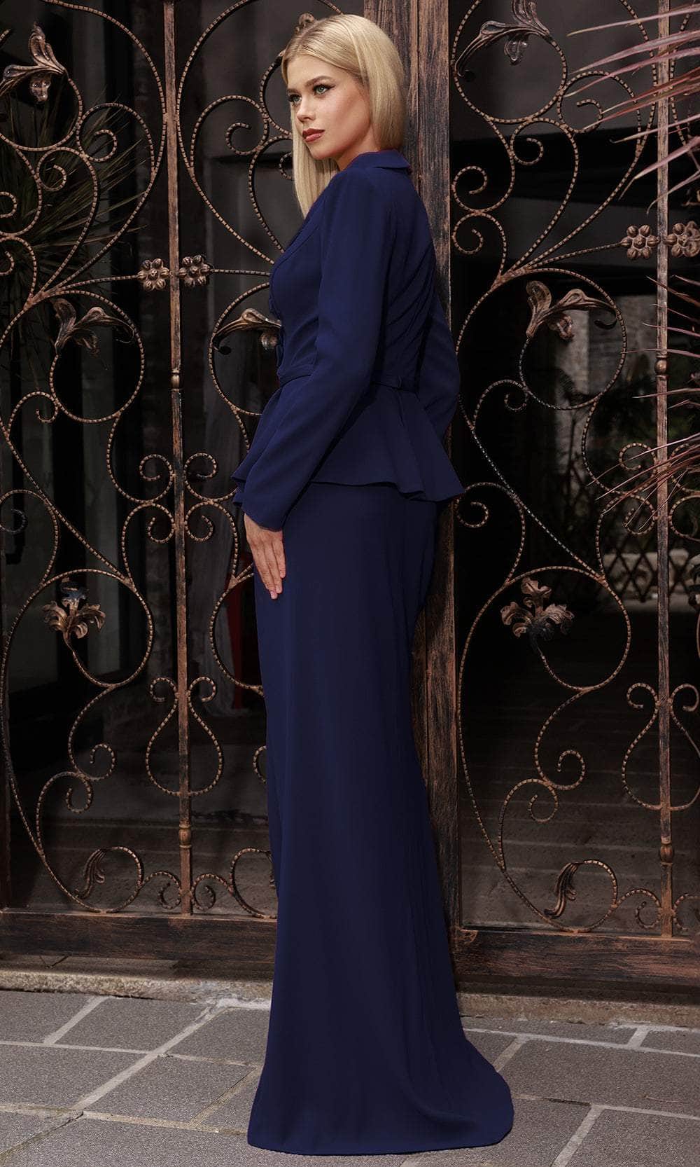Terani Couture 251M4572 - V-Neck Peplum Evening Gown Mother of the Bride Dresses