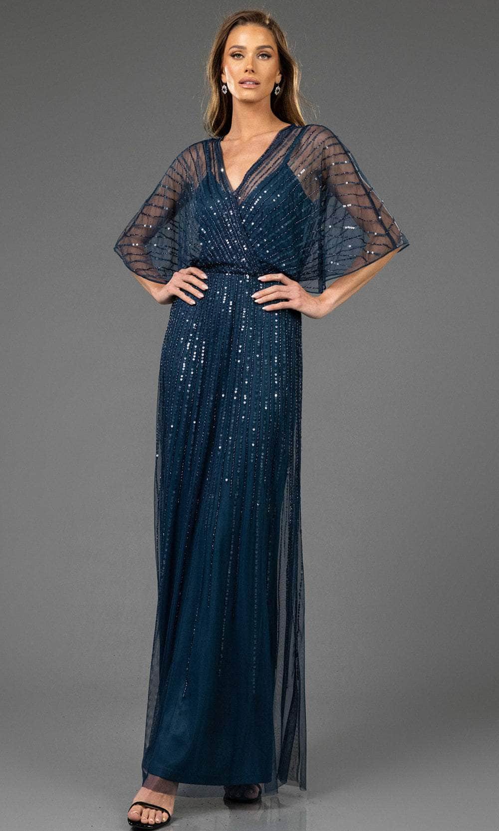 Terani Couture 251M4613 - Sequin A-Line Evening Gown Mother of the Bride Dresses 00 /  Petrol