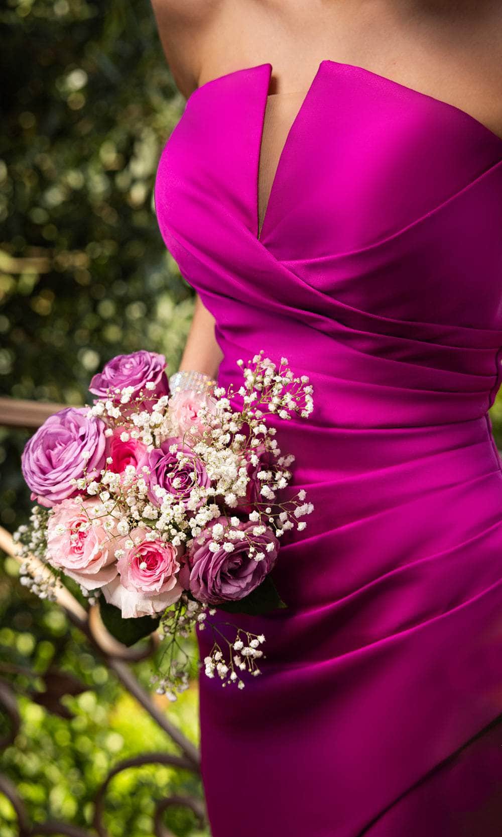 Terani Couture 251P4023 - V-Neck Matte Satin Prom Gown Evening Dresses