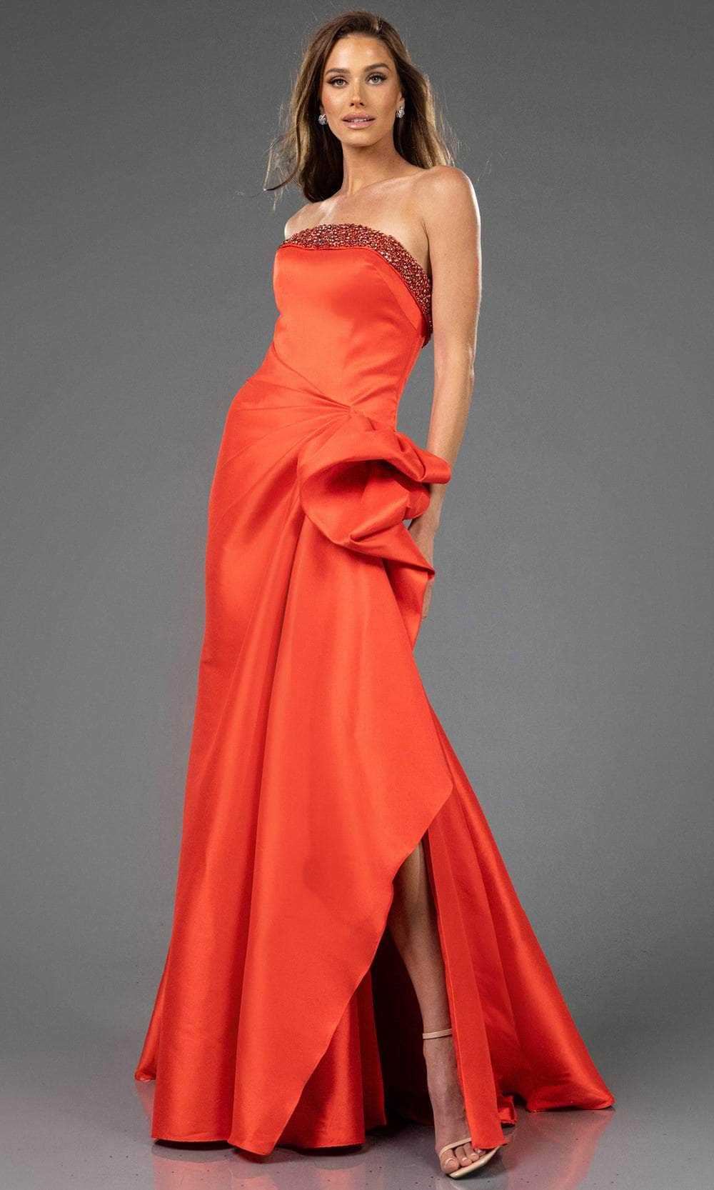 Terani Couture 252E5131 - Strapless Ruffled Peplum Evening Gown Evening Dresses 00 /  Red