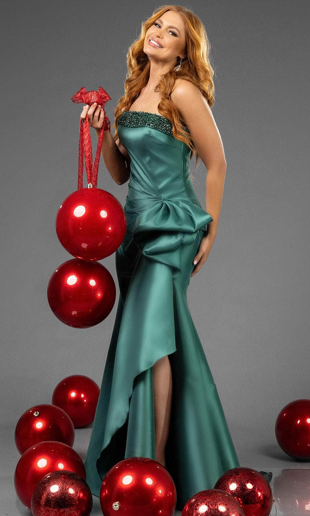 Terani Couture 252E5131 - Strapless Ruffled Peplum Evening Gown Evening Dresses