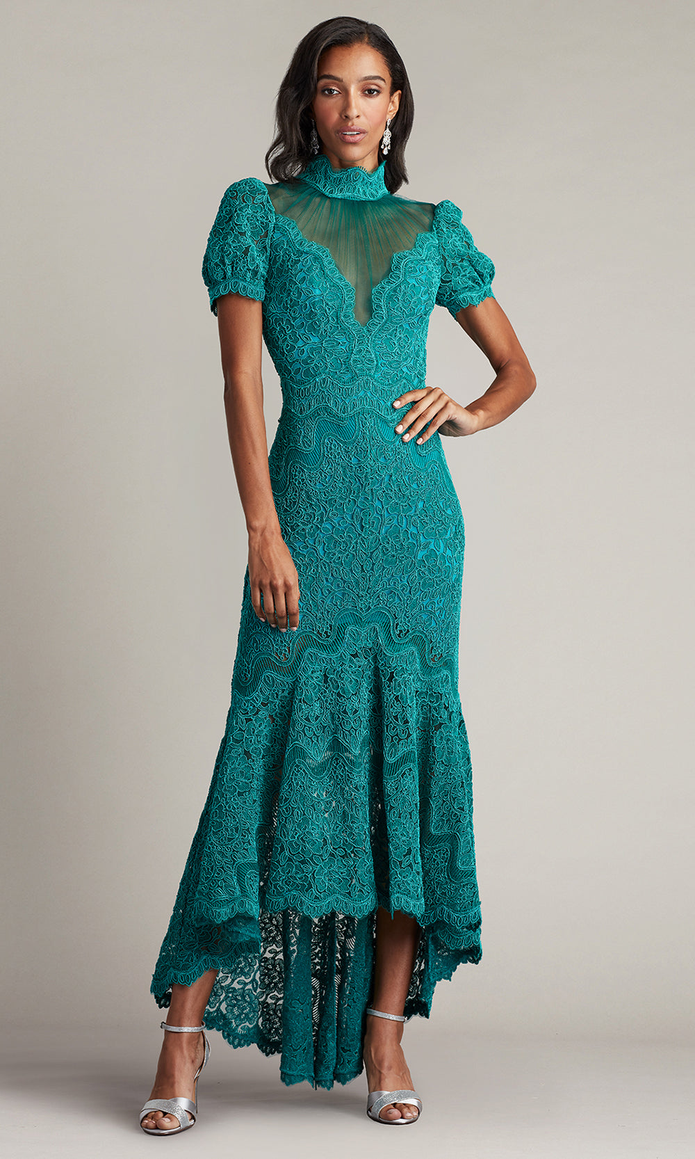 Covina Embroidered High-Low Illusion Dress-CRBEN-2 Covina Embroidered High-Low Illusion Dress-CRBEN-2