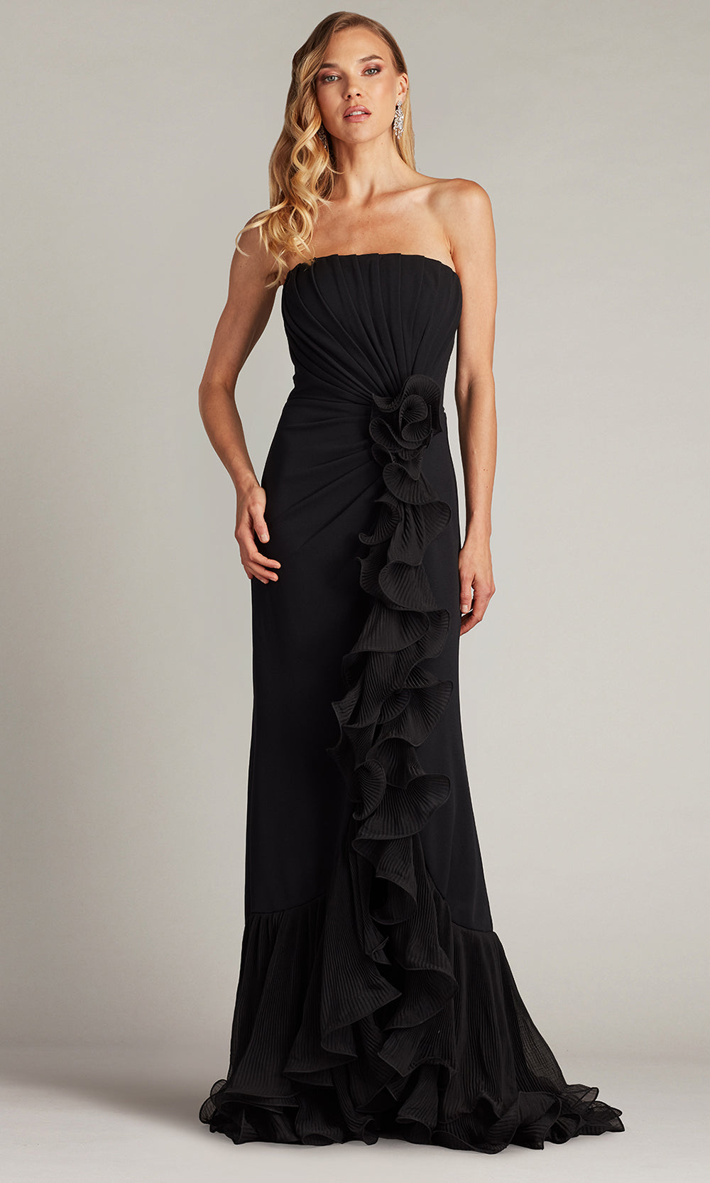 Tadashi Shoji BOS24386L - Strapless Leith Cascading Ruffle Gown Formal Gowns