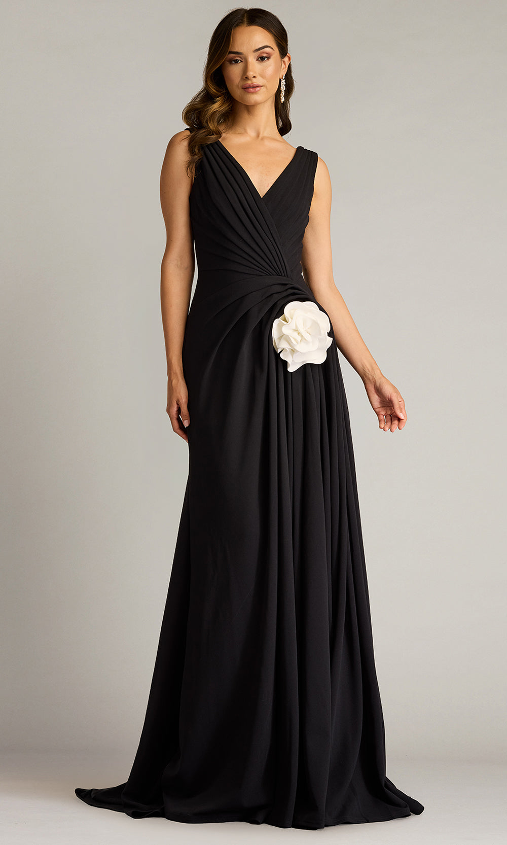 Tadashi Shoji BOS25177L - Port Pleated Crepe A-line Evening Gown Formal Gowns