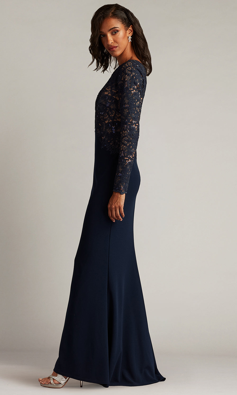 Tadashi Shoji CHK25159L - Long Sleeve Lafayette Embroidered Bodice Gown Formal Gowns