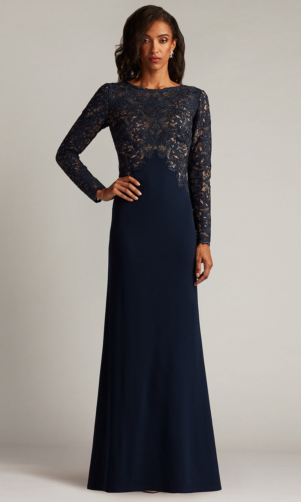 Tadashi Shoji CHK25159L - Long Sleeve Lafayette Embroidered Bodice Gown Formal Gowns