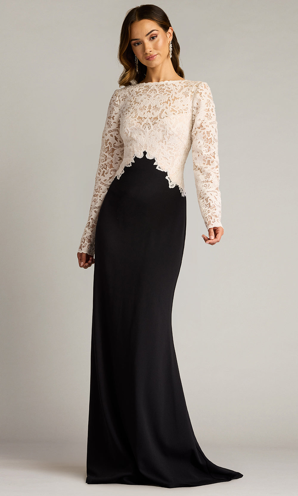 Tadashi Shoji CHK25159L - Long Sleeve Lafayette Embroidered Bodice Gown Formal Gowns