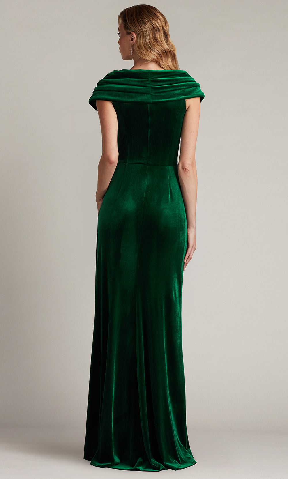 Tadashi Shoji BAL24740L - Alvarez Velvet Waterfall Drape Evening Gown Formal Gowns