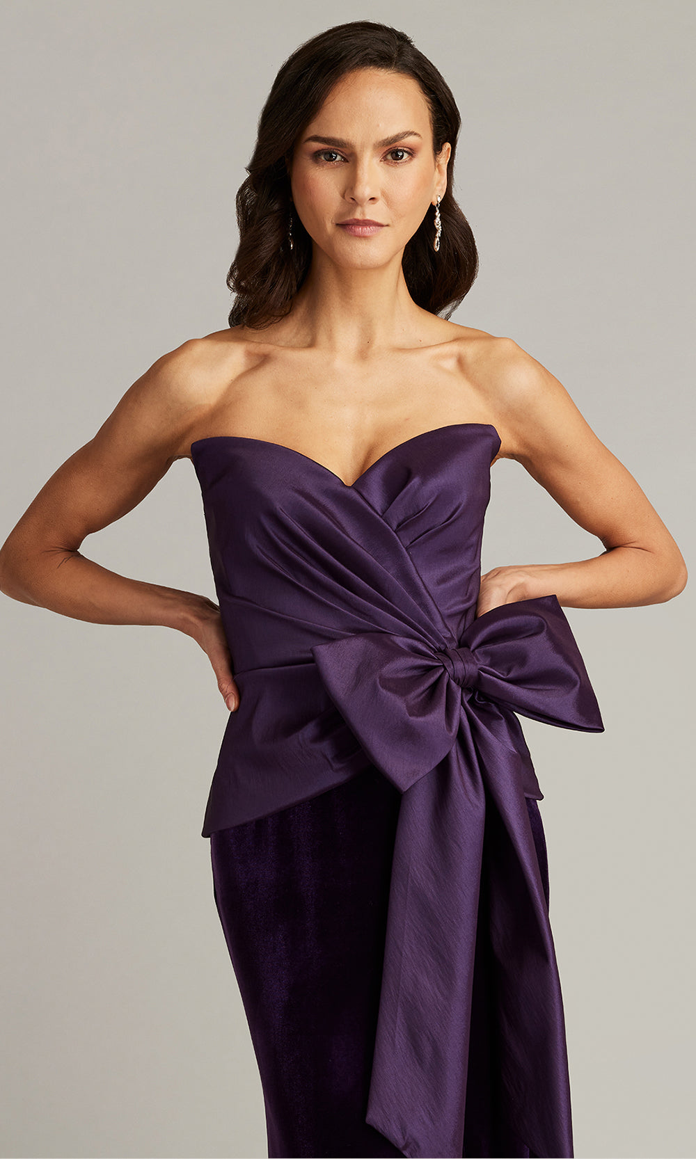 Tadashi Shoji BAL24744L - Nimue Strapless Draped Bow Gown with Slit Prom Dresses