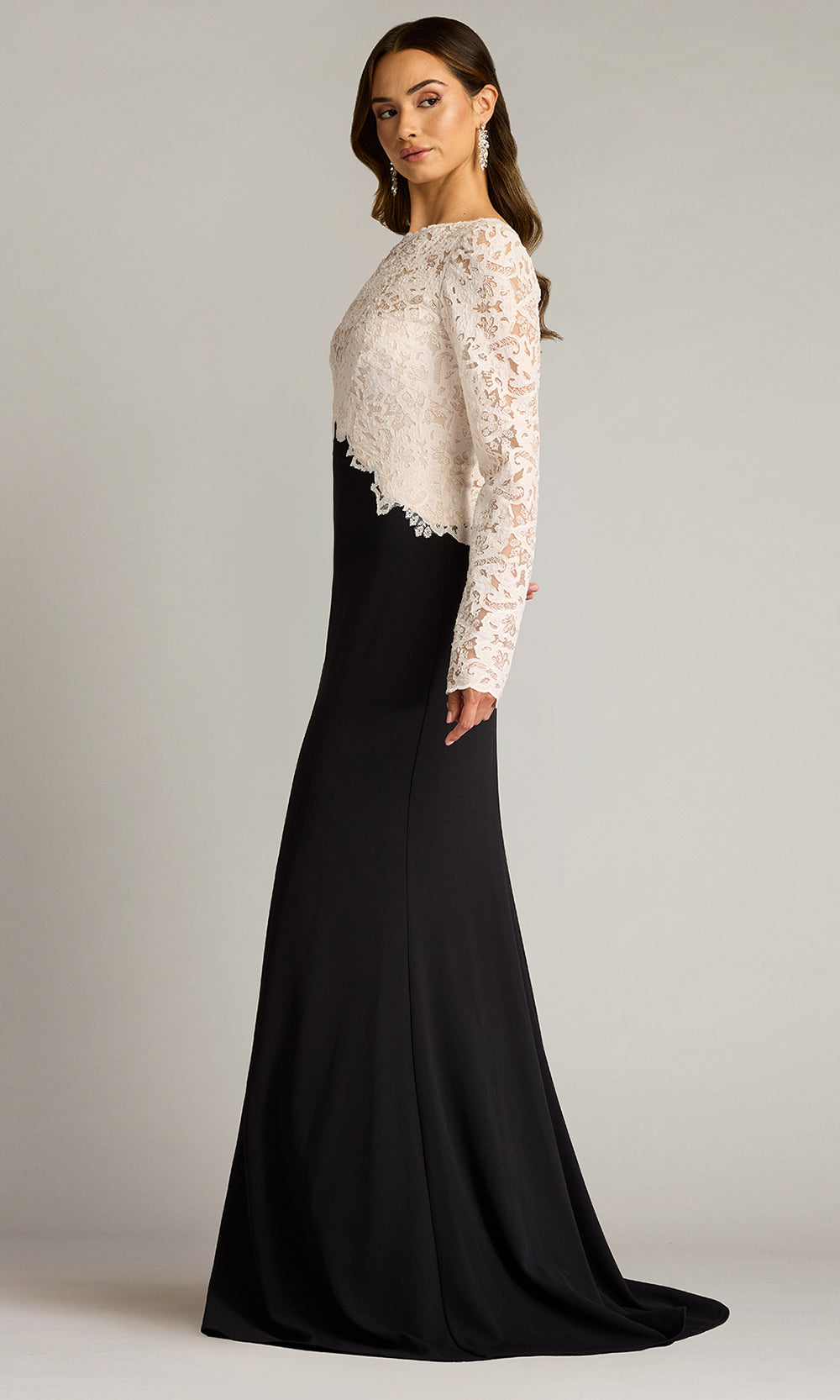 Tadashi Shoji CHK25159L - Long Sleeve Lafayette Embroidered Bodice Gown Formal Gowns