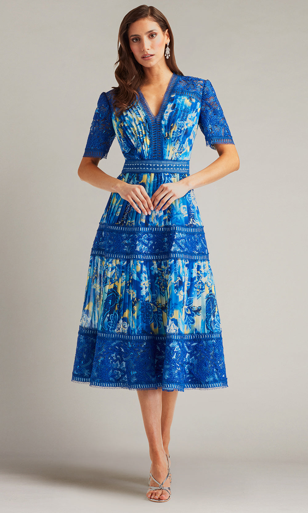 Tadashi Shoji CHQ25188MD - Elu Floral Print Midi A-line Dress Homecoming Dresses