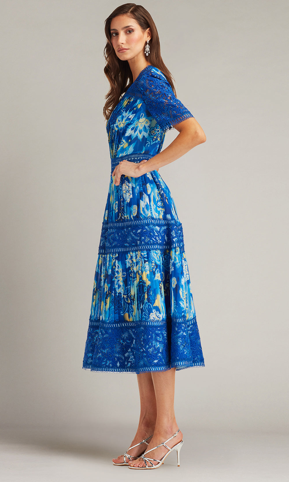 Tadashi Shoji CHQ25188MD - Elu Floral Print Midi A-line Dress Homecoming Dresses