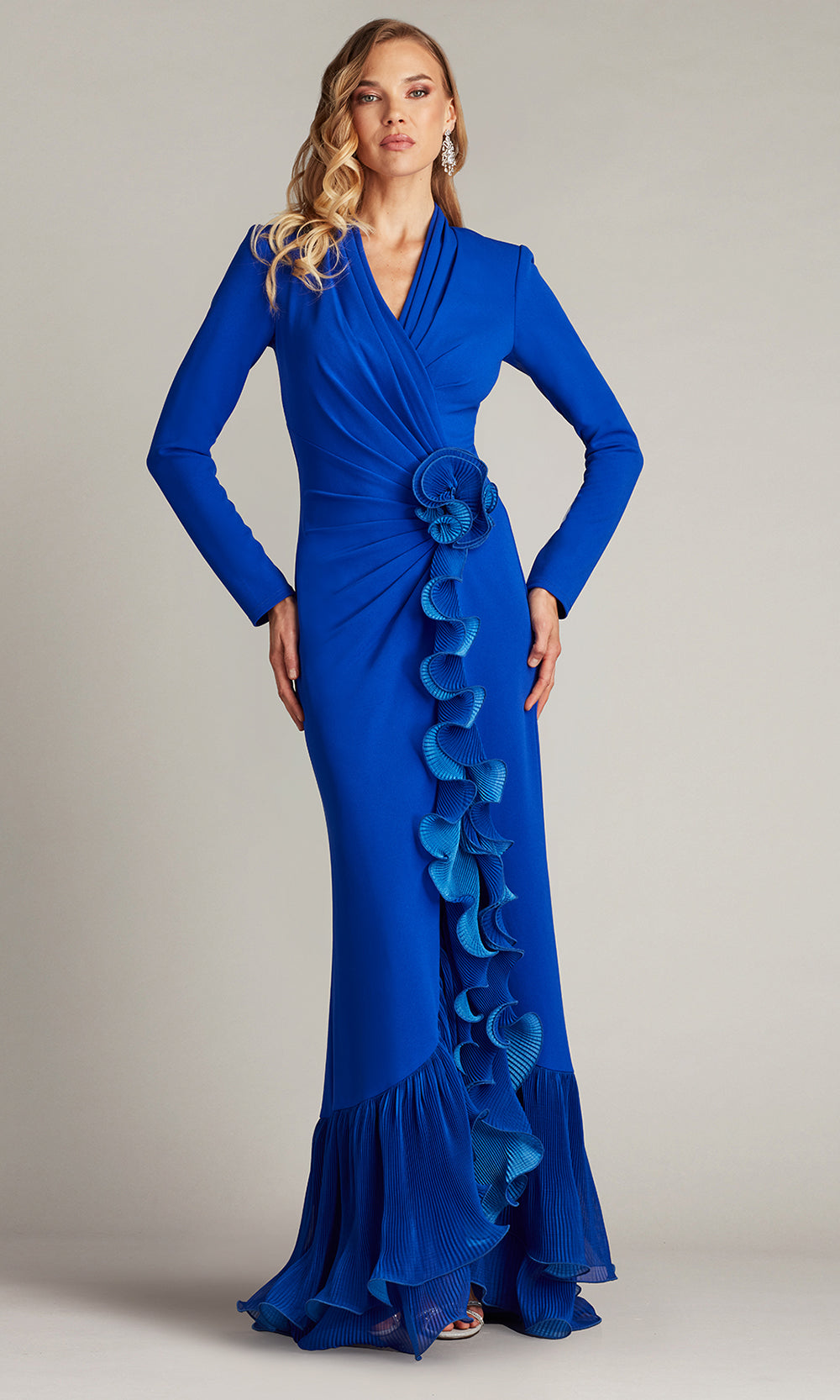 Tadashi Shoji BOS24382L - Malone Cascading Ruffle Long Sleeve Gown Mother of the Bride Dresses