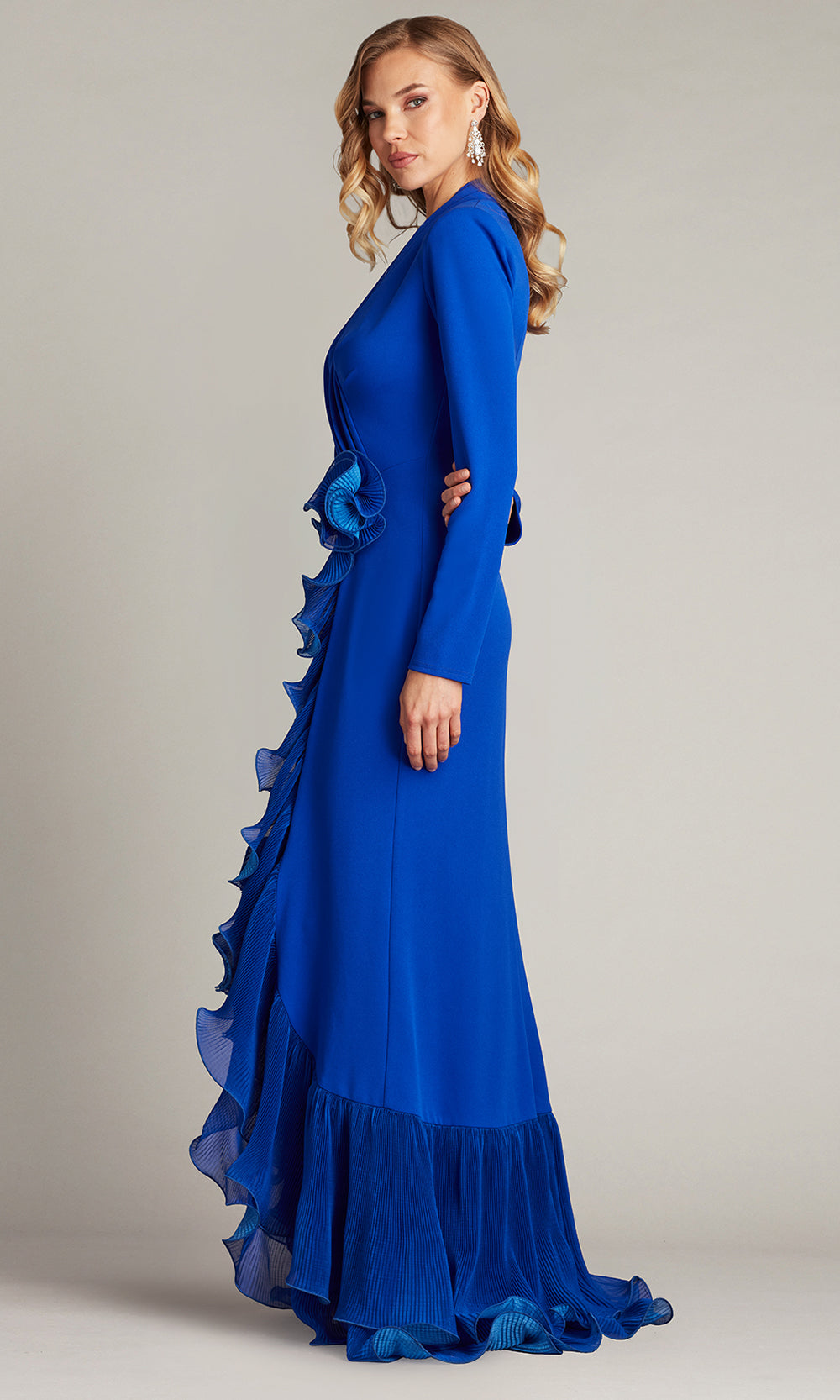 Tadashi Shoji BOS24382L - Malone Cascading Ruffle Long Sleeve Gown Mother of the Bride Dresses