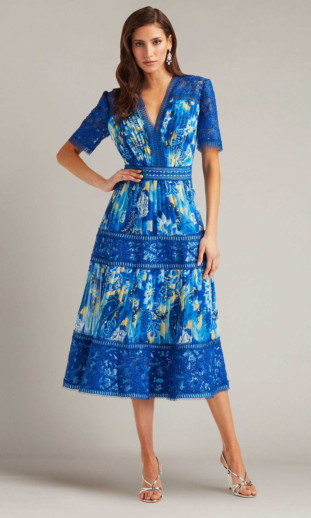 Tadashi Shoji CHQ25188MD - Elu Floral Print Midi A-line Dress Homecoming Dresses