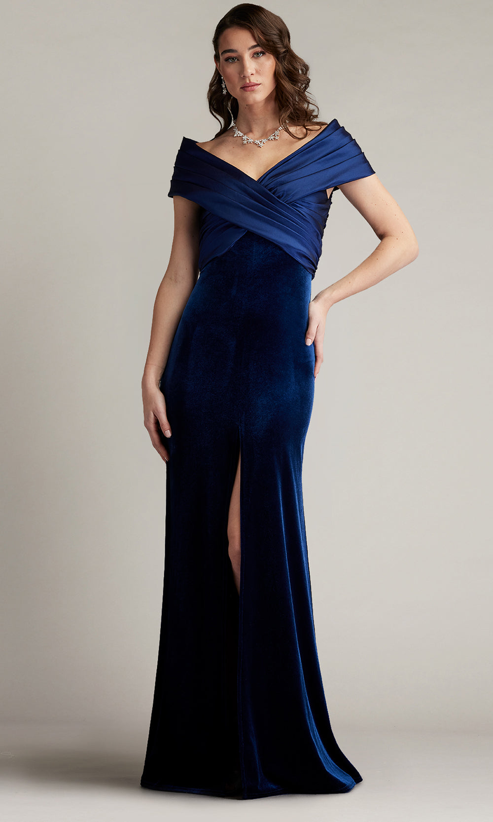 Tadashi Shoji BAL24730L - Baxter Portrait Collar Off Shoulder Gown Mother of the Bride Dresses