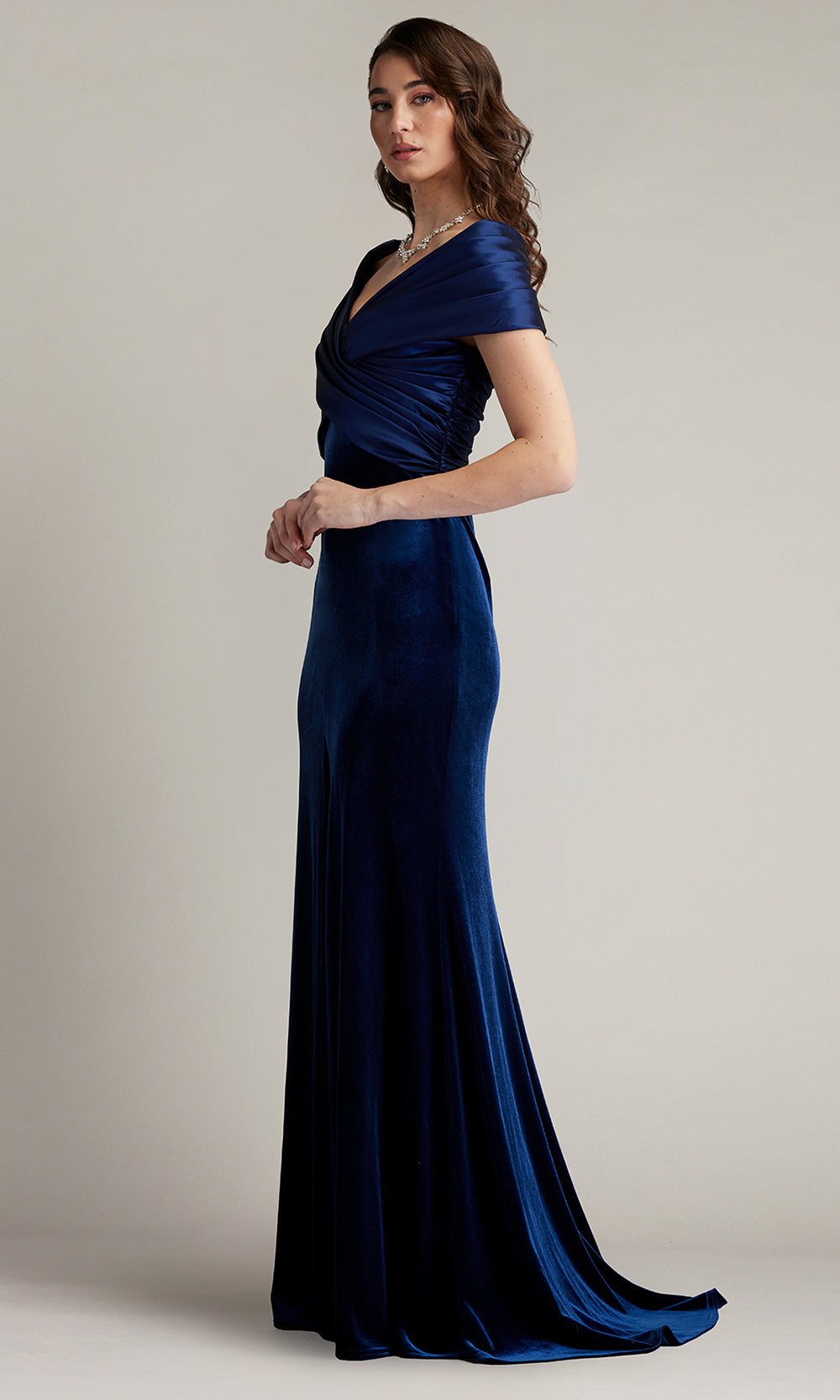 Tadashi Shoji BAL24730L - Baxter Portrait Collar Off Shoulder Gown Mother of the Bride Dresses