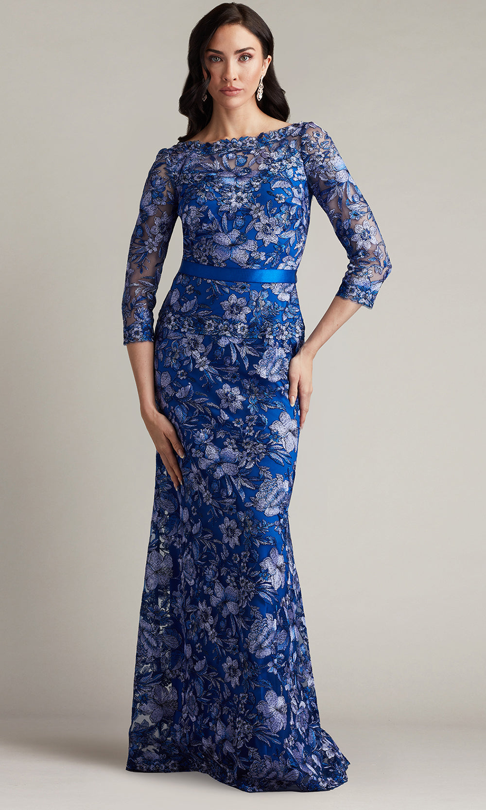 Tadashi Shoji CGV24130L - Fulcher Embroidered Illusion Evening Gown Formal Gowns