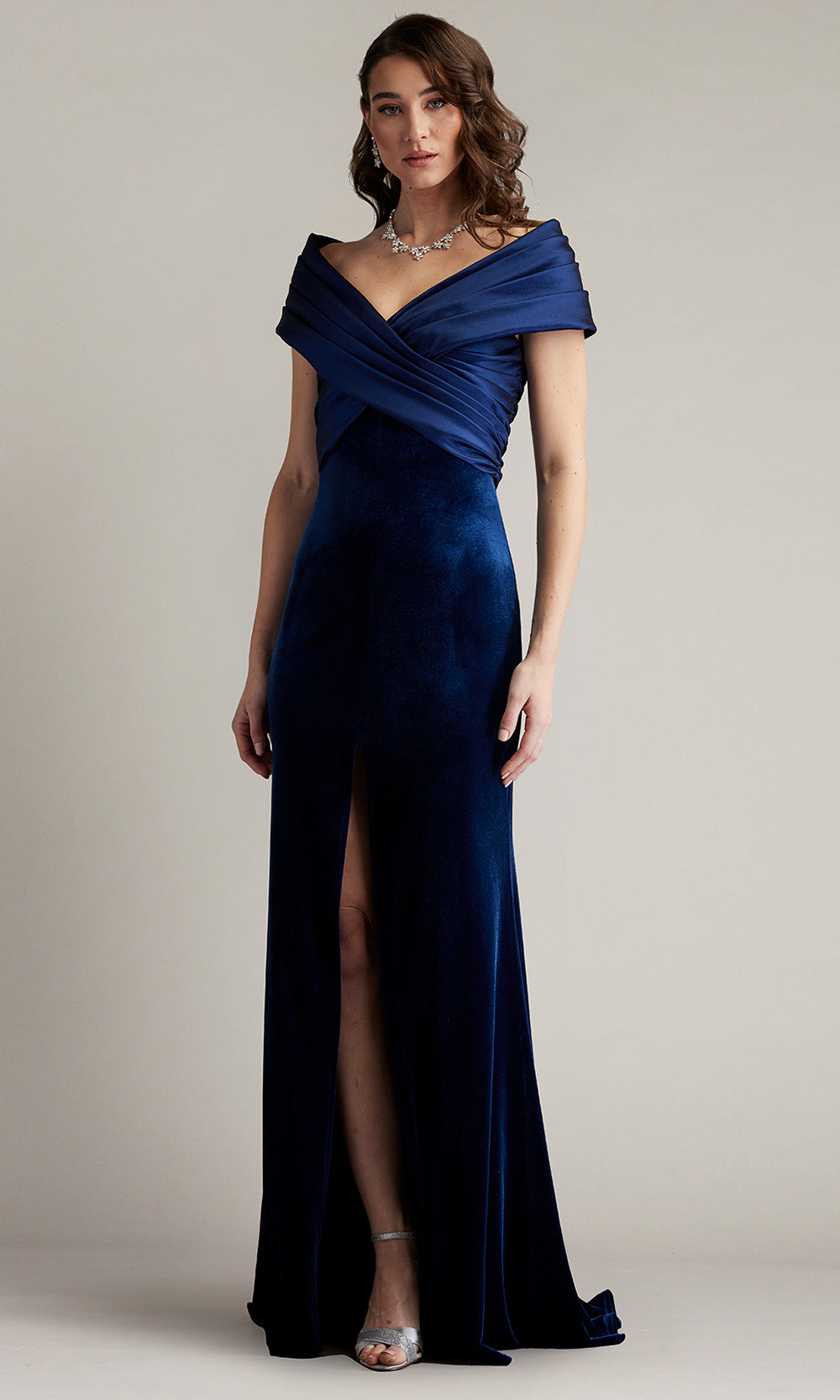 Tadashi Shoji BAL24730L - Baxter Portrait Collar Off Shoulder Gown Mother of the Bride Dresses