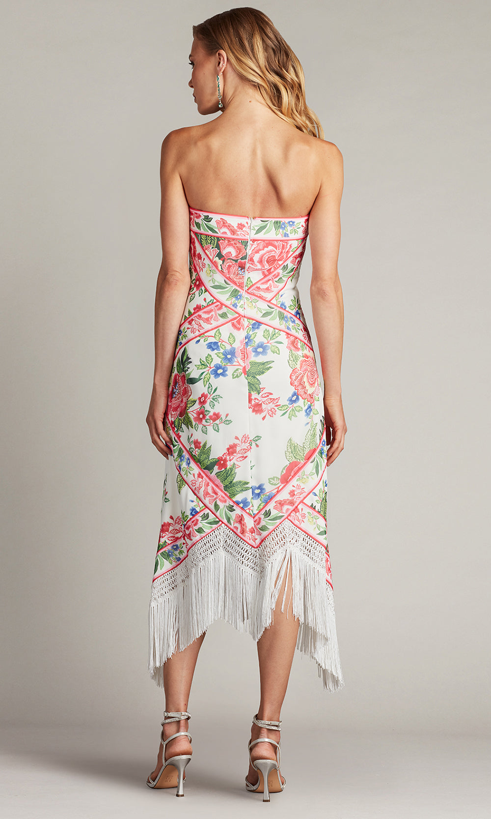 Tadashi Shoji CHZ25452MD - Brette Floral Print Tassel Fringe Midi Evening Dress Homecoming Dresses