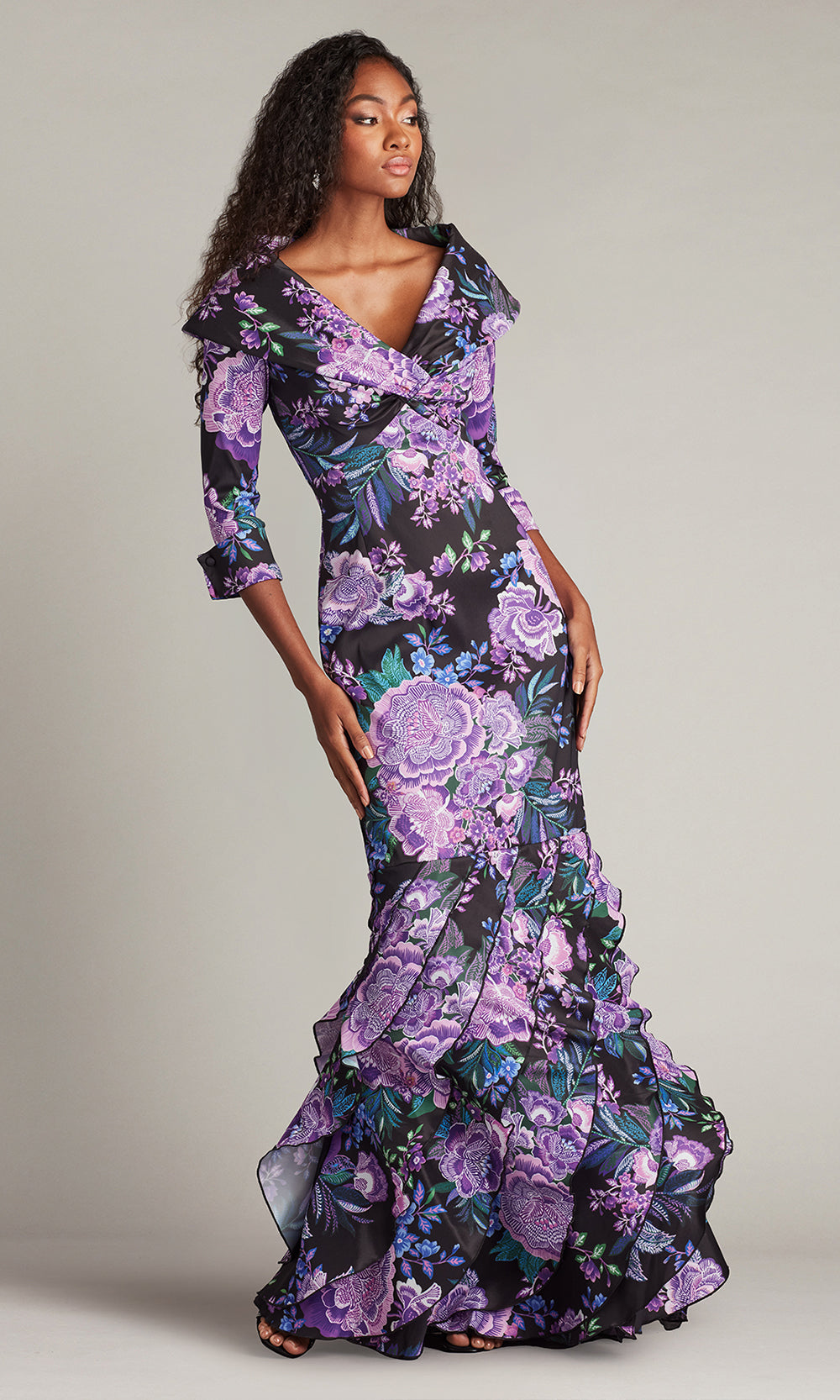 Tadashi Shoji CII25479L - Blythe Floral Portrait Collar Evening Gown Mother of the Bride Dresses