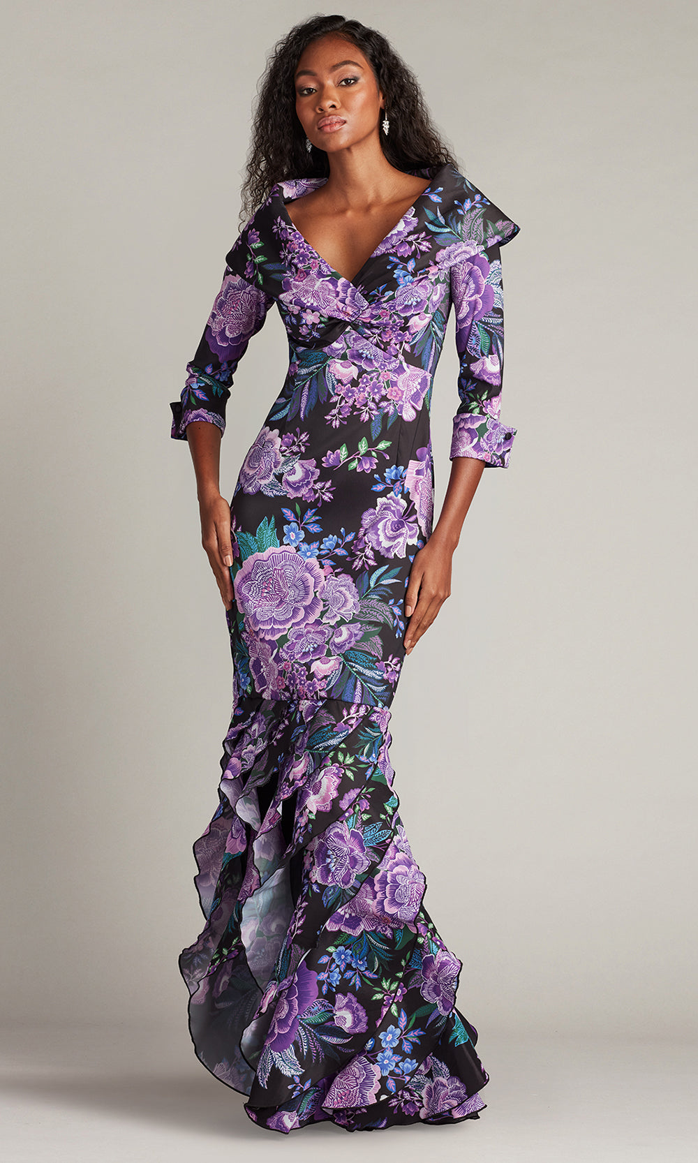 Tadashi Shoji CII25479L - Blythe Floral Portrait Collar Evening Gown Mother of the Bride Dresses